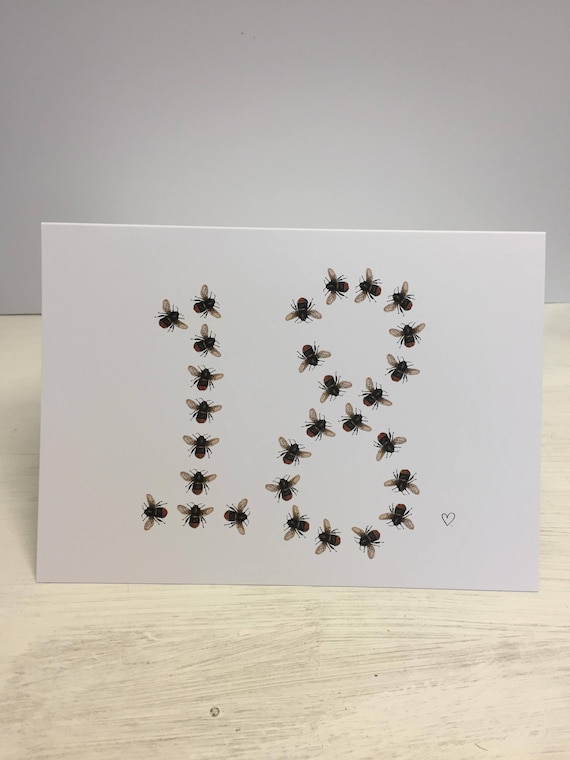 Manchester Bee Inspired Number and Letter Birthday greeting cards