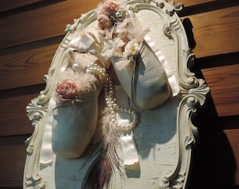 Vintage Ballet Slippers,Upcycled Ballet Slippers,Ballet Slippers,Shabby Chic Ballet Slippers,Shabby Chic,Boho,Mixed Media,Anna Pavlova