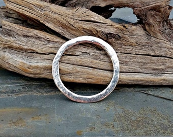 48mm Silver Open Circle Pendant Hammered Antiqued Pewter C-158,circle connector,open circle pendant,hammered circle,matte silver circle,