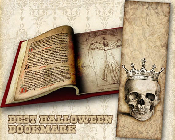2x6 inch digital halloween gothic bookmarks on printable