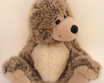 1990 24K Polar Puff Brown Grey CORY Leaning Plush Item #4719 Special Effects Bear Stuffed Animal Division of Mighty Star