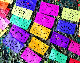 Mexica Papel picado banner 60 Ft long, Mexican style Party, Aztec home decor, Paper picado Garland, Fiesta Decoration,Papel Picado, WS100