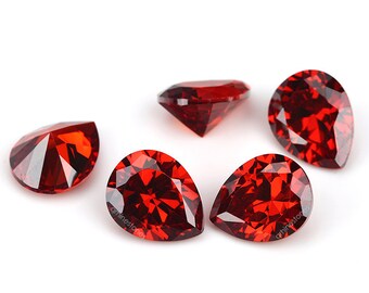 Ruby Red Cubic Zirconia Pear Cut Loose Gemstones CZ stones 4mm, 5mm, 6mm, 7mm, 8mm