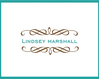 Personalized Folded Note Cards with Scroll Design (A2)