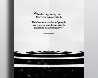 Douglas Adams Quote Poster | The Hitchhiker's Guide to the Galaxy | Typographical Poster