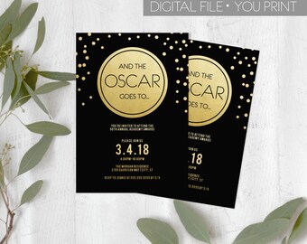 Oscar Party Invitation, 2018 Oscar Invitation, Academy Awards 2018, Black and gold Oscar Party, Oscars Invite, DIGITAL DIY
