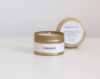 EVERGREEN - 4 oz Travel Soy Candle - Hand-Poured - Candlefolk