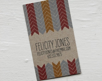 Chevron Calling cards on Kraft-Vertical