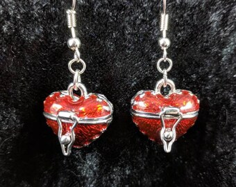 Heart locket earrings #92
