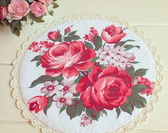pretty vintage roses doily-made to order