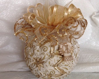 Golden Christmas Angel Quilted Star Christmas Ornament Hostess Gift Teacher Gift