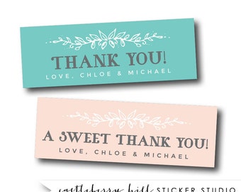 A sweet thank you stickers, small wedding stickers rectangle favor stickers cookie favor stickers candy buffet stickers, candy buffet labels