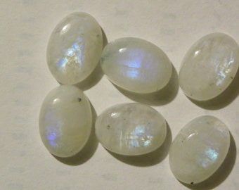 Rainbow Moonstone 6 Of 13x18 MM. Oval Cabs Cabochons