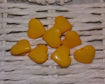 set of 8 yellow heart buttons