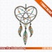 Dreamcatcher boho feather heart native american machine embroidery design by Prime Fox Studio (3 Sizes - 7 Formats)