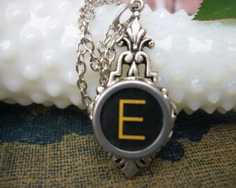 Typewriter Key Jewelry - Typewriter Necklace Letter E