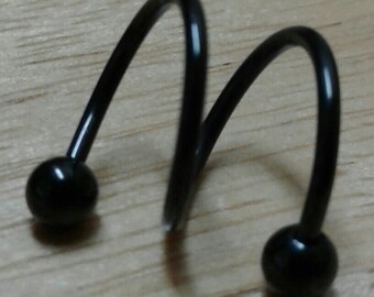Spirale noire Double Helix oreille anneau - calibre 16, acrylique et chirurgicales en acier