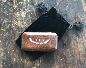 Custom Engraved Natural Wood Ring Box, Wooden Ring Box, Personalized Ring Keeper, Ring Pillow Alternative, Wedding Ring Box