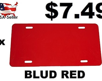 Blud Red - License Plate Blank for Sublimation - Aluminum - 0.040 Thickness/1mm - Standard US/Canada Size 12x6 (FBA)