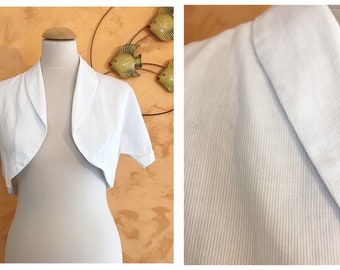 Vintage 1950s White Cotton Pique Bolero Jacket - size S/M