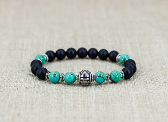 Turquoise bracelet Black onyx bracelet Healing crystal and