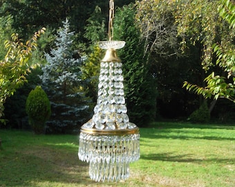 Pretty vintage French brass empire chandelier (8488)