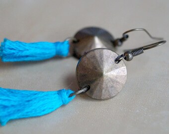 Bronze earrings with tassel
