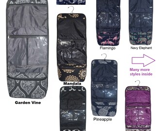 Personalized hanging cosmetic bag, makeup bag with monogram or name - perfect for travel, college students, keeping bathroom neat and tidy.