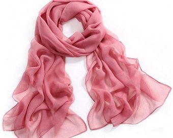 Pale Violet Red Chiffon Scarf - Plum Red Chiffon Scarf - PS31