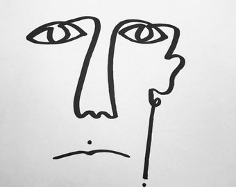 Face3- One Line Black Ink on Paper