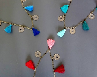Tassel Necklace, Boho Necklace, Festival Necklace, Long Necklace, Hippy, Colourful Necklace, Statement Necklace