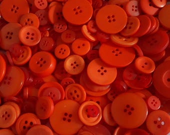 Orange Button Mix - Assorted Buttons - Craft Buttons - Sewing Buttons - Plastic Buttons - Buttons For Clothing - 50g (approx. 70pcs) - CUK10