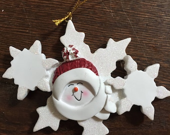 personalized 2 person snowflake Christmas ornament