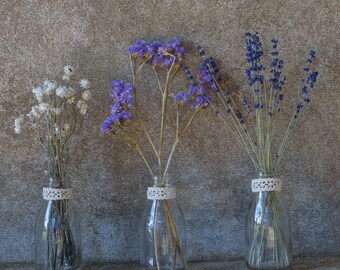 Purple milk bottle trio