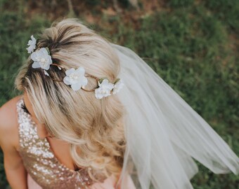 Flower Crown Veil - Boho Flower Crown Veil - Braided Flower Crown Veil - Bachelorette Flower Crown - Bachelorette Party