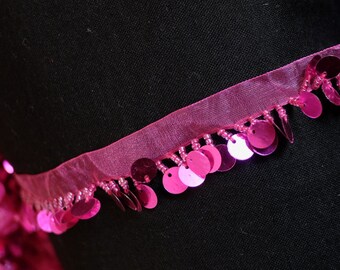 Delicate magenta sequin sheer ribbon trim