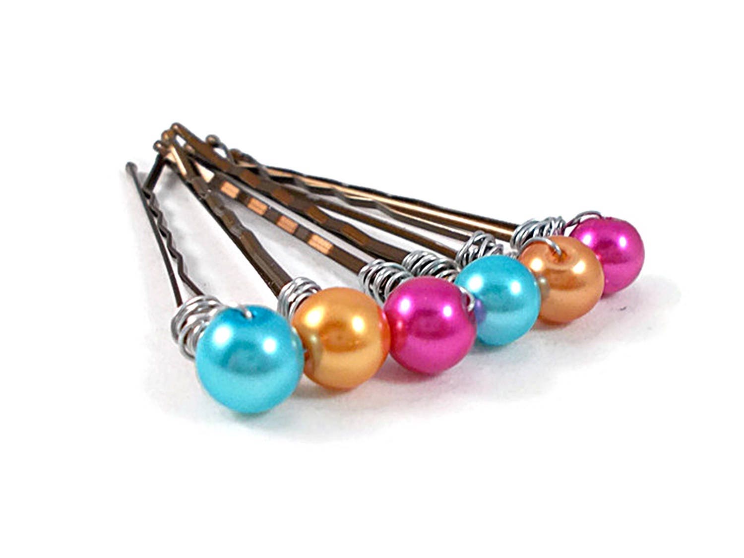 Pearl Bobby Pins Set Pink Orange Blue Stocking Stuffer