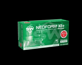 NeoForm® X8 Neoprene, Chemo Resistant, Powder-Free Exam Gloves, Non-Sterile, Latex Free, Single Use | Convenient Dispenser Pack of 100