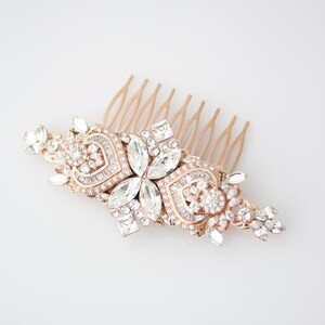 Wedding Hair Accessories Rose Gold Hair Comb Crystal Bridal Comb Rose Gold Headpiece Wedding Headpiece Rhinestone Comb EVIE