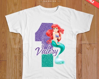 Little Mermaid iron on transfer, mermaid birthday shirt, mermaid shirt, mermaid party supplies, Disney Little Mermaid, Princess Ariel