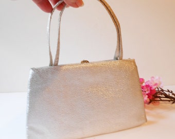Silver Evening Bag, Sparkly Silver Bag, Silver Handbag, Vintage Evening Bag, After Five, Made in USA, EB-0161