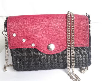 Tweed and leather bag