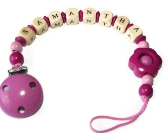 Personalized Pacifier Clip - Wooden Pacifier Holder - Name Pacifier Clip - Baby Shower Gift - Teething Clip - New Baby Gift - Soother Clip