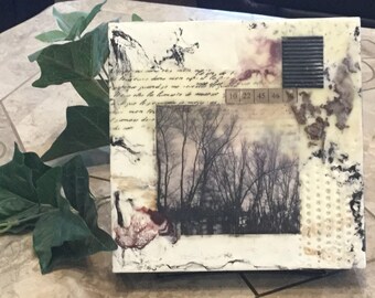 Encaustic painting, beeswax art, beeswax collage, small painting, mixed media art