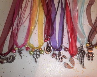 PROMOTION set of 10 necklaces organsa with its charm and wax cord