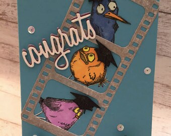 SAMPLE - Graduation Card, Funny Graduation Card, Handmade Card, High School Graduation, College Graduation, Birds
