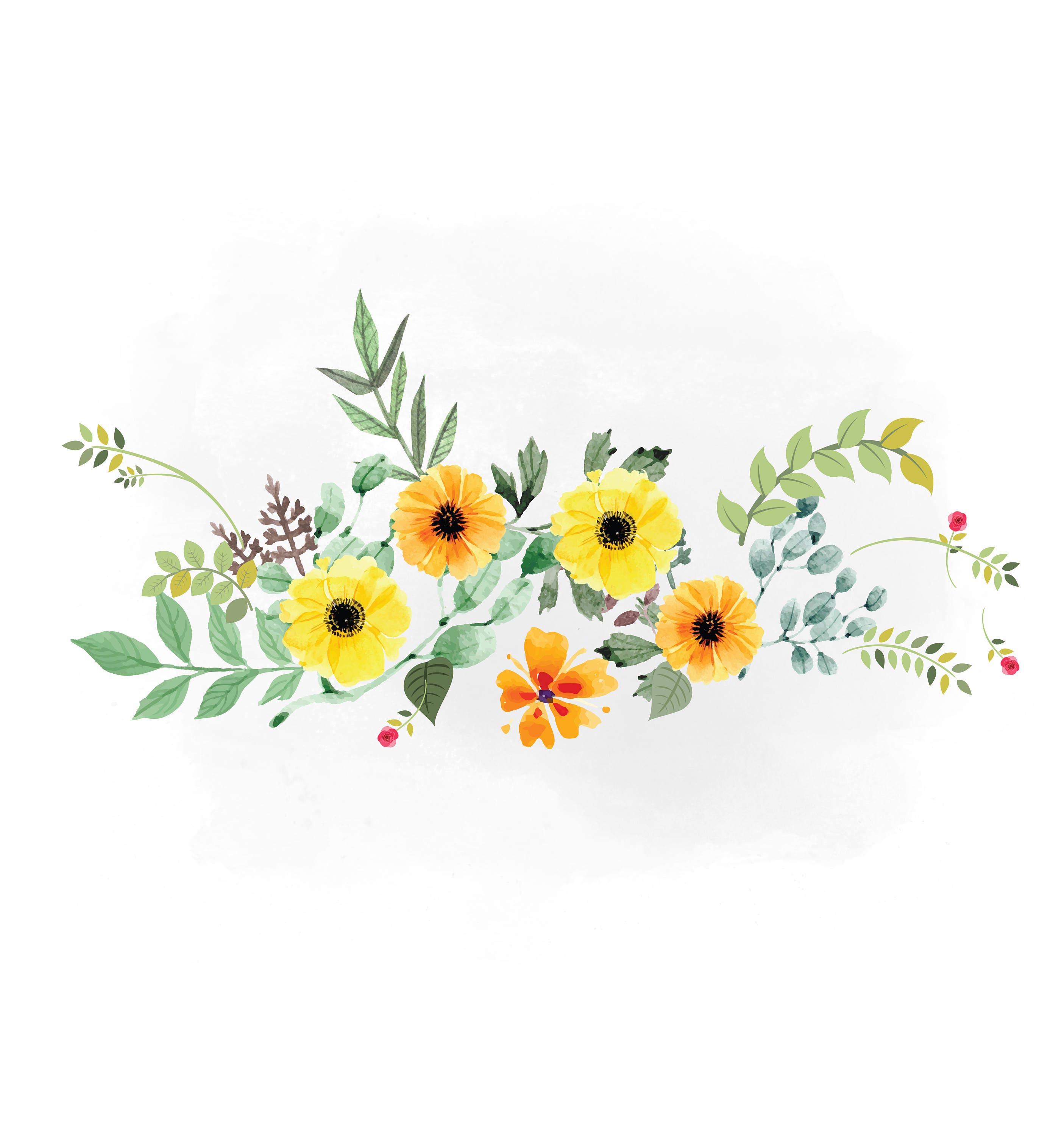 Spring Florals SVG clipart watercolor flowers svg yellow