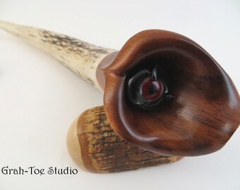 Antler Hair Stick,GTS Grahtoe, Hair Stick, Hairsticks, Antler Hairstick, Evil Eye, Handmade,Wood Hair Accessory