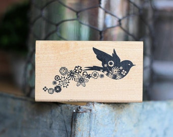 Flowery Bird Rubber Stamp from Inkadinkadoo!