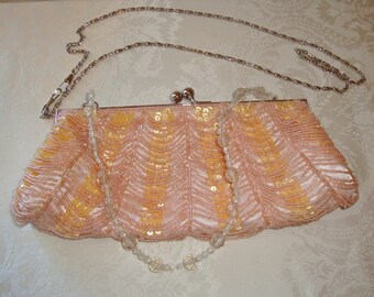 Vintage Pink Beaded Clutch, Randolph Duke The Look Luxe Shoulder Bag, Sequined